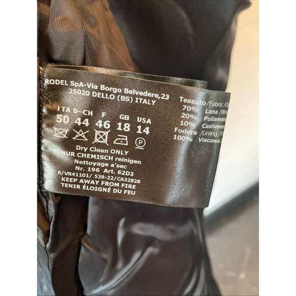 Cinzia Rocca Black Wool Cashmere Long Coat US 14 Made in Italy - Picture 10 of 13